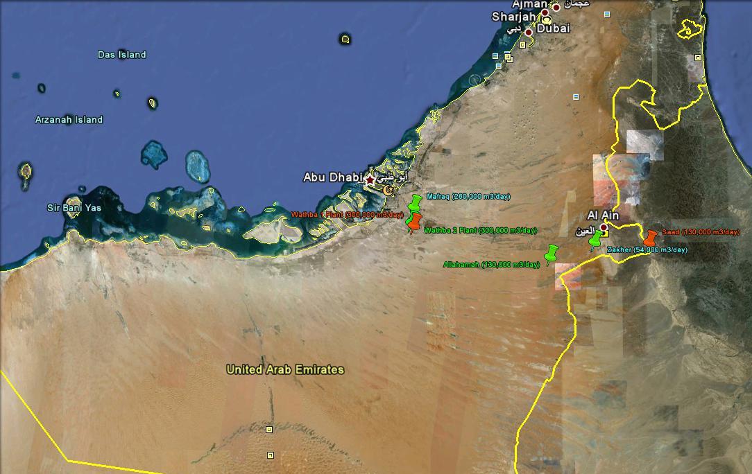 The major WWTP in the Emirate of Abu Dhabi